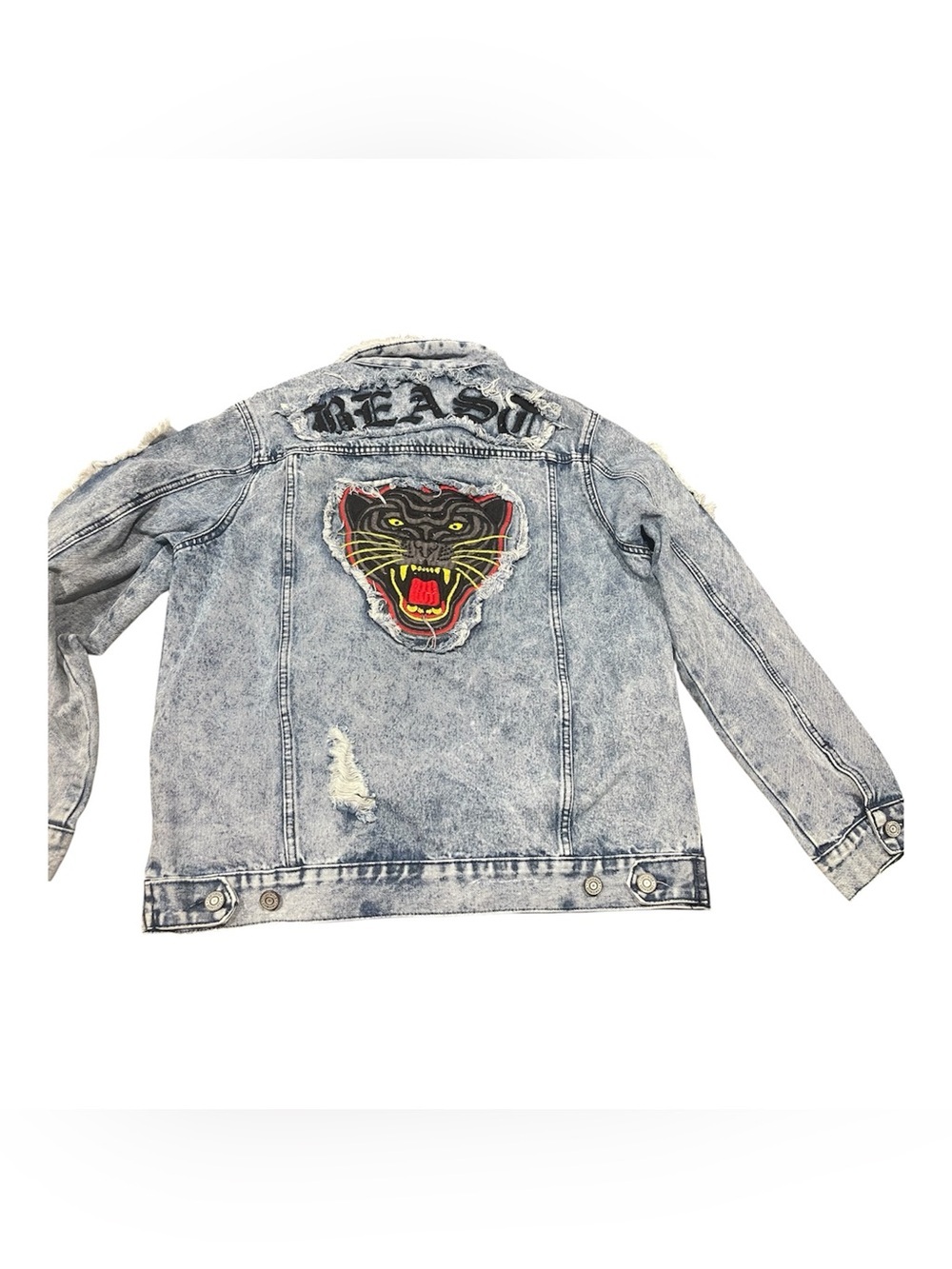 MCMLXXD VIII Contender Brand Men’s Distressed Sherpa Collar Denim Jacket Size M